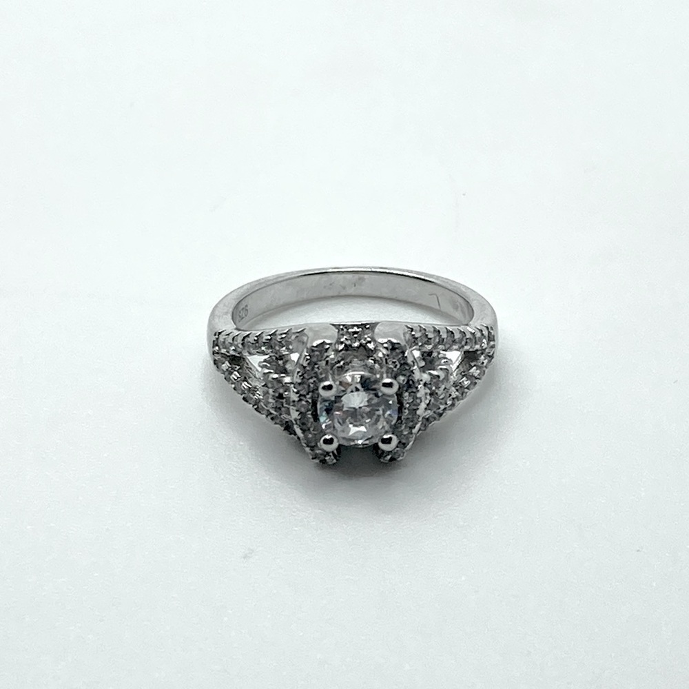 Sterling Silver Cubic Zirconia Cocktail Engagement Promise Ring size 5.5